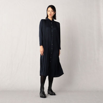 シルデューサテンプリーツ シャツワンピース（0808OA04