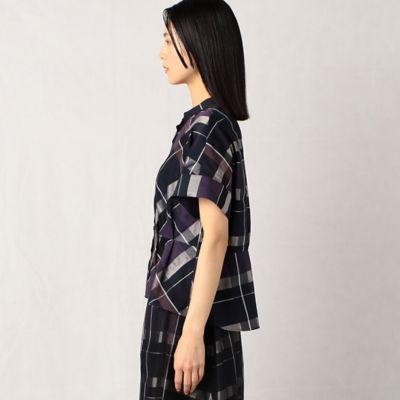 格子柄ぺプラムブラウス（０８０９ＢＣ０８）