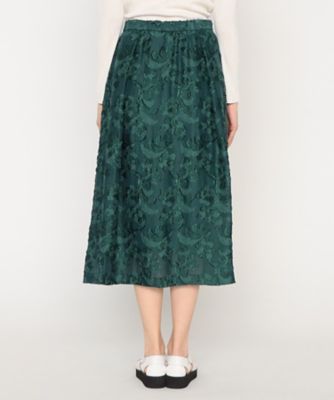 セットアップ対応】花唐草カットジャカード タックフレア