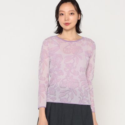 【SALE】ARTISAN (Women)/アルチザン 花更紗シアージャカード ニットプルオーバー(0810IG09) ライラック トップス【三越伊勢丹/公式】