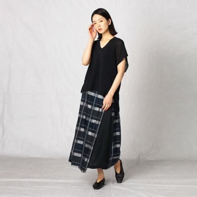 格子柄 アシンメトリーフレアスカート（0811FY05） | ARTISAN