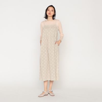 【美品】CARAMEL ワンピ 2Y KASURIカットジャカード ギャザーワンピース