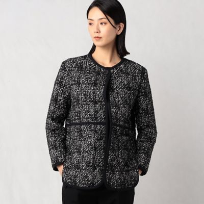 ＜ARTISAN (Women)＞【リバーシブル】ツイード×キルト　ノーカラージャケット（０８１２ＪＡ０４）