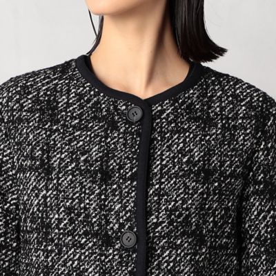 リバーシブル】ツイード×キルト ノーカラージャケット