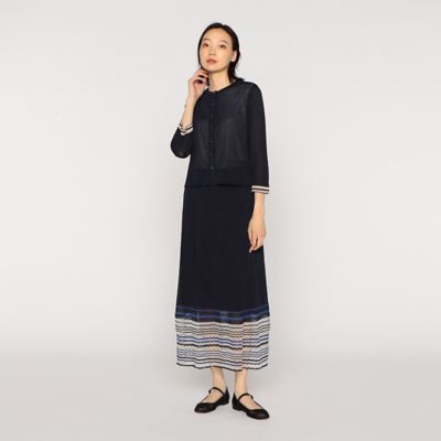【セットアップ対応】ワイドリブ×シアーボーダー　ロングニットスカート（０８１３ＩＧ１１）
