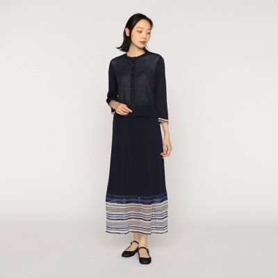 【セットアップ対応】ワイドリブ×シアーボーダー　ロングニットスカート（０８１３ＩＧ１１）