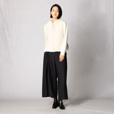 ARTISAN◆アルパカシャギー×キルティングフード付ベスト/キルティングベスト/9/アルパカ/BLK/無地 アルパカシャギー×キルティング フード付きベスト