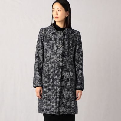 Deuxieme Classe ネップツィードコート　ヘリンボーン　コクーン バスケットツイード・コクーンコート/40代50代からのレディース
