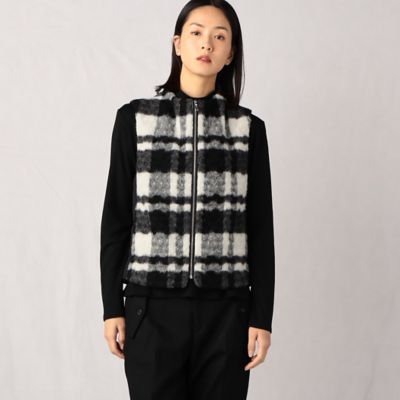＜ARTISAN (Women)＞渦起毛の格子柄　中綿入りベスト（０８１５ＶＡ０７）