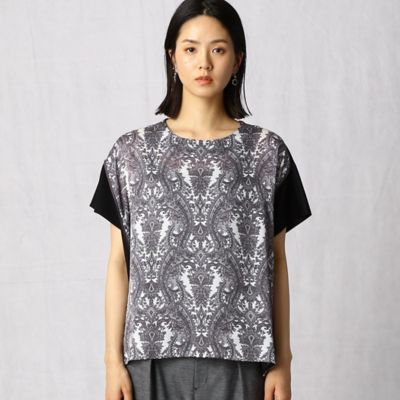 更紗柄プリント　Ｔシャツ（０８１６ＥＹ３２）