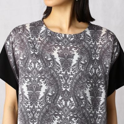 更紗柄プリント　Ｔシャツ（０８１６ＥＹ３２）
