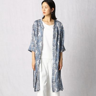 更紗柄プリント　七分袖ロングシャツ（０８１６ＨＹ１６）