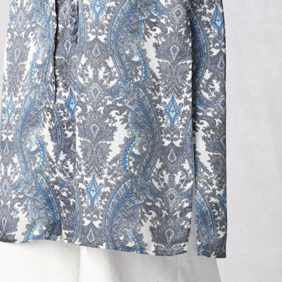 更紗柄プリント　七分袖ロングシャツ（０８１６ＨＹ１６）