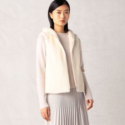 ＜ARTISAN (Women)＞アルパカシャギー　中綿入りベスト（０８１６ＶＥ１０）