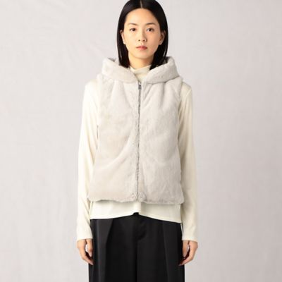 モラビト　フェイクファーダウンベスト プードルフェイクファーミドルベスト（ダウンベスト）｜Re:EDIT