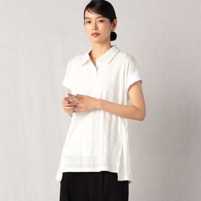 ＜ARTISAN (Women)＞千鳥ニットジャカード　ロングポロシャツ（０８２０ＥＣ１２）