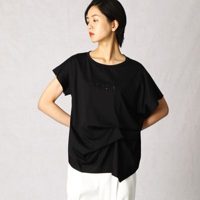 変形タック　ロゴ刺繍Ｔシャツ（０８２０ＥＴ１２）