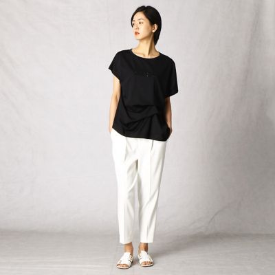 変形タック　ロゴ刺繍Ｔシャツ（０８２０ＥＴ１２）