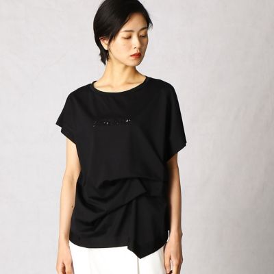 変形タック　ロゴ刺繍Ｔシャツ（０８２０ＥＴ１２）