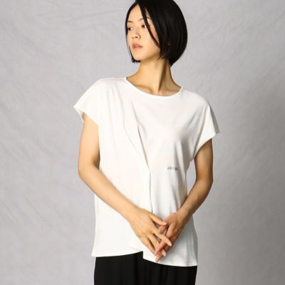 ＜ARTISAN (Women)＞ジャカード　ボーダー　タックＴシャツ（０８２０ＥＷ０３）