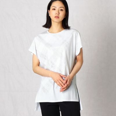 ＜ARTISAN (Women)＞格子柄箔プリント　オーバーＴシャツ（０８２０ＥＹ１６）