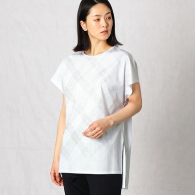 格子柄箔プリント　オーバーＴシャツ（０８２０ＥＹ１６）