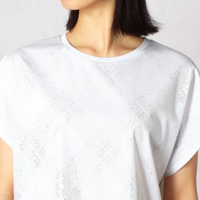 格子柄箔プリント　オーバーＴシャツ（０８２０ＥＹ１６）