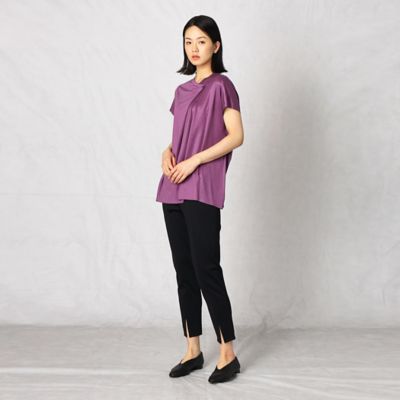 レーヨンシルク　ネックタックＴシャツ（０８２０ＥＹ１８）