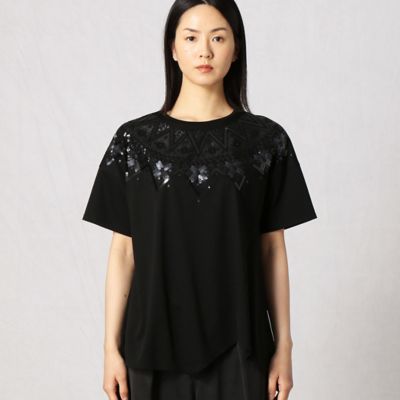 ノルディック柄スパンコール刺繍チュニックＴシャツ（０８２０ＥＹ２７）