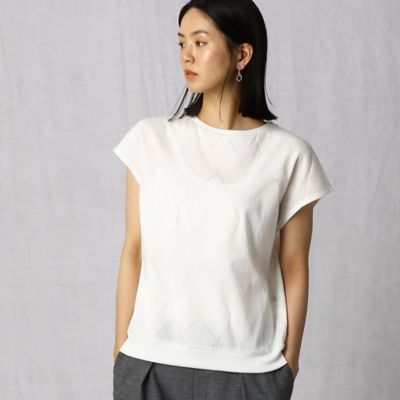 ＜ARTISAN (Women)＞アーガイル柄　ニットジャージープルオーバー（０８２０ＥＹ３４）