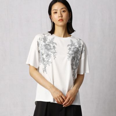 ＜ARTISAN (Women)＞フラワーレース　プリントＴシャツ（０８２０ＥＹ３６）