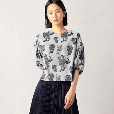 ＜ARTISAN (Women)＞ボタニカル柄カット　ジャカードブラウス（０８２１ＢＣ１２）