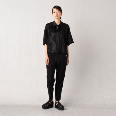 TAO ホワイト 7分袖 ポロシャツ裾変形デザイン