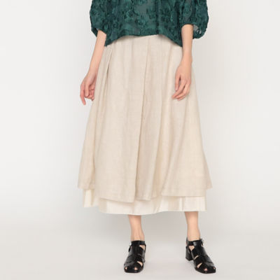 【SALE】ARTISAN (Women)/アルチザン 異素材レイヤード タックフレアスカート(0822FG08) ベージュ ロングスカート【三越伊勢丹/公式】
