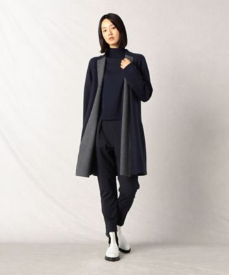 レザー調タックテーパードパンツ(42) 前後異素材　ウエストリボン　イタリア製 WWO きれいめポンチのタックテーパードパンツ(レディース