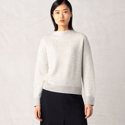 ＜ARTISAN (Women)＞千鳥柄ジャカード　ニットプルオーバー（０８２３ＩＥ１３）