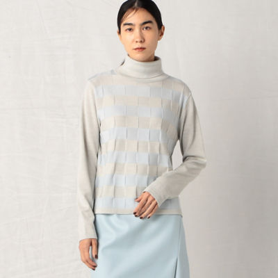 ＜ARTISAN (Women)＞市松柄タートルネックニットプルオーバー（０８２３ＩＥ１６）