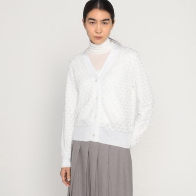 ＜ARTISAN (Women)＞【アンサンブル対応】七宝文様ジャカード　Ｖネック　ニットカーディガン（０８２３ＩＧ０１）