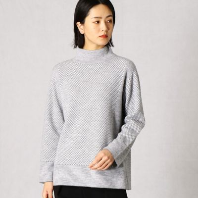 ＜ARTISAN (Women)＞市松柄　チュニック丈ニットプルオーバー（０８２３ＩＷ２４）