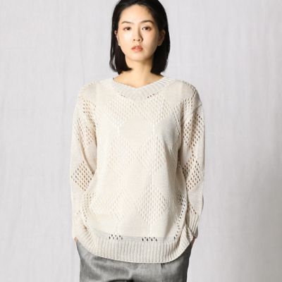 ＜ARTISAN (Women)＞【前後２ＷＡＹ】アーガイル柄ニットチュニック　カーディガン（０８２３ＩＹ０５）