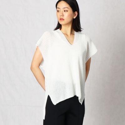 ＜ARTISAN (Women)＞【アンサンブル対応】和紙ニット無縫製Ｖネック　プルオーバー（０８２３ＩＹ１２）