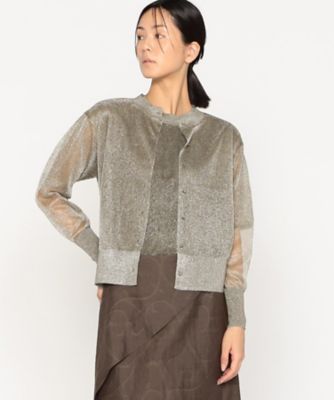 ＜ARTISAN (Women)＞〔　＋サイズ　〕　シアーラメ　ニットカーディガン（０８６２ＩＩ０１）