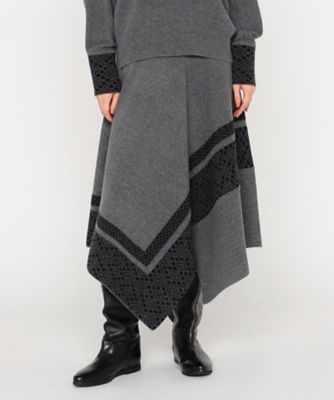 ＜ARTISAN (Women)＞〔　＋サイズ　〕　【セットアップ対応】アシンメトリーパネルニットスカート（０８７４ＦＩ１３）