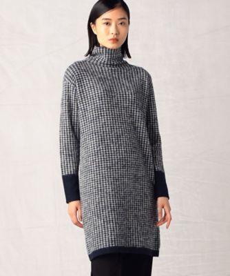 アルチザン千鳥ニットジャカードロングポロシャツ