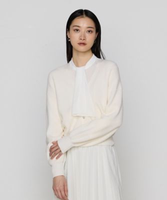 COMME CA (Women)/コムサ シャイニー畦編みニット カーディガン(1001IK01) シロ トップス【三越伊勢丹/公式】