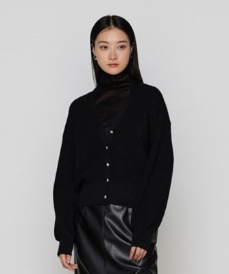 COMME CA (Women)/コムサ シャイニー畦編みニット カーディガン(1001IK01) クロ トップス【三越伊勢丹/公式】