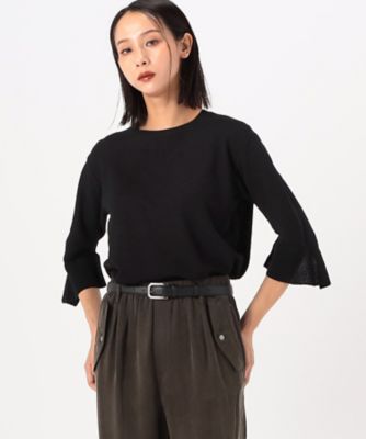 ＜COMME CA (Women)＞ストレッチコットン鹿の子編み　袖フリルニット（１００４ＩＩ０２）