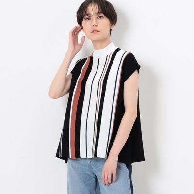 ＜COMME CA (Women)＞マルチカラーストライプ　ニットフレンチスリーブ（１００５ＩＣ０７）