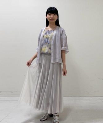 ストライプ調シアーニット　ベルスリーブシアーカーディガン（１０３０ＩＧ０８）