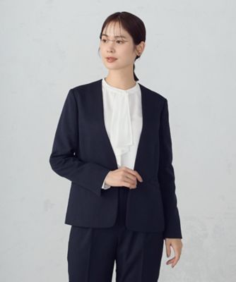 ＜COMME CA ISM (Women)＞【セットアップ対応】杢調ノーカラージャケット（１２０８ＧＭ０８）